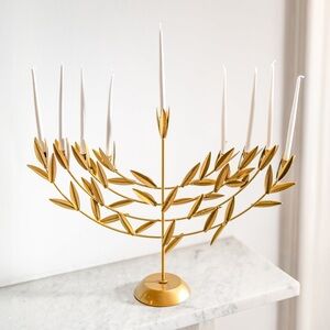 Gold Leaf Large Metal Menorah Uriah
